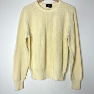 Vintage 90s Normcore Butter Yellow Preppy Cotton Minimalist Grandpa Sweater L